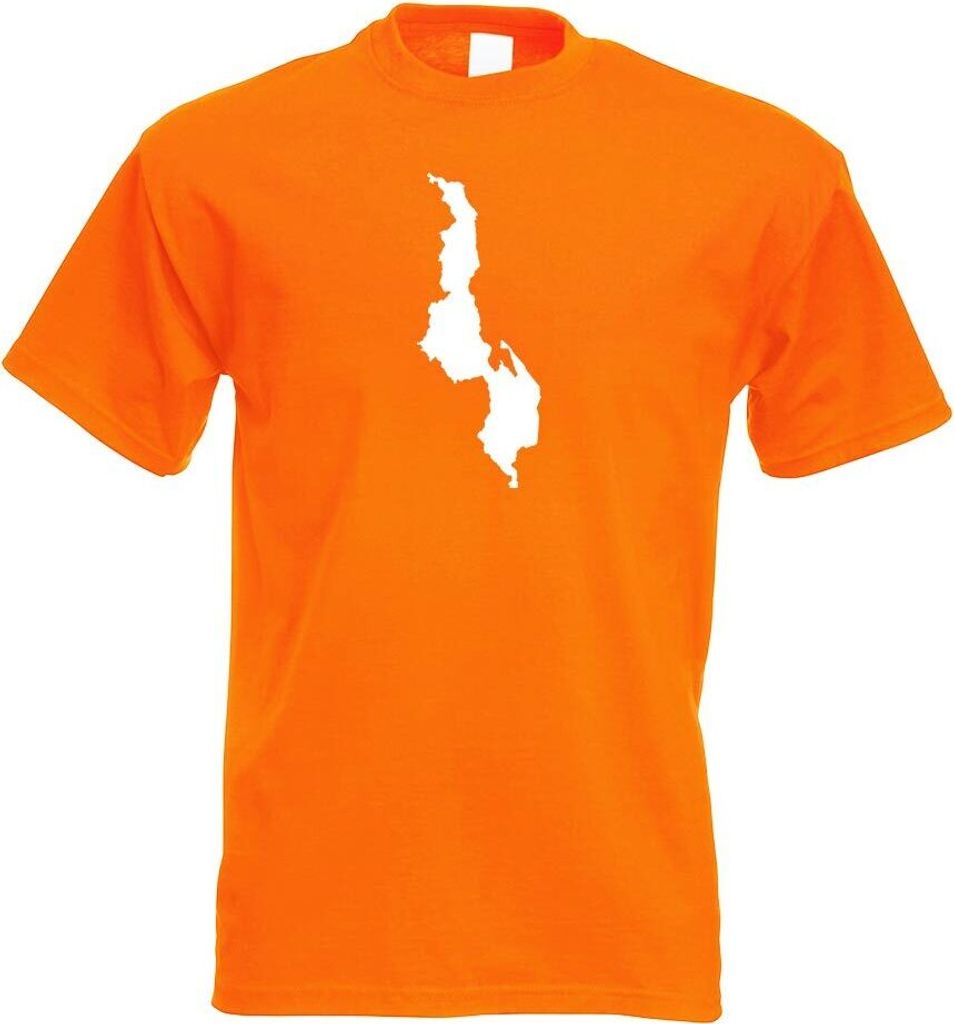 Kiwistar - T-Shirt - orange - Malawi Umriss Kontur Herren Funshirt Bedruckt Design Sprüche Spruch Motive - mit Motiv Bedruckt - Funshirt Design - ...