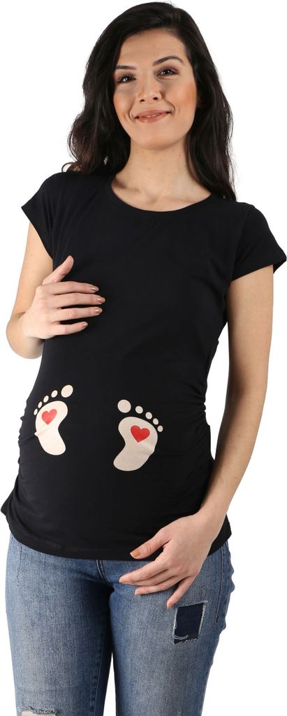 M.M.C. Umstandsshirt Baby Füße mit Motiv, M, Schwarz