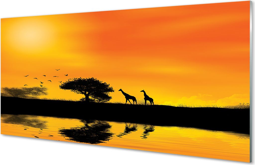 Glasbilder 120x60 Wandkunst Giraffen Baum Westsee