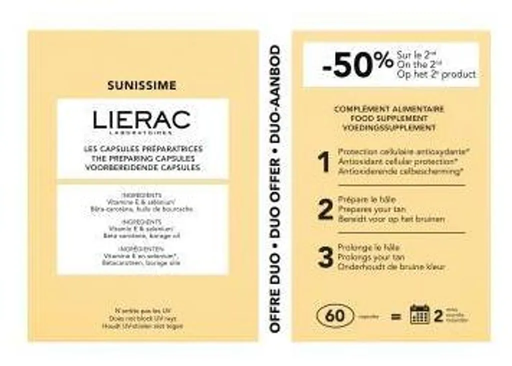 Duo Lierac Sunissime Capsules Bronzage Intense et Protection Antioxydante
