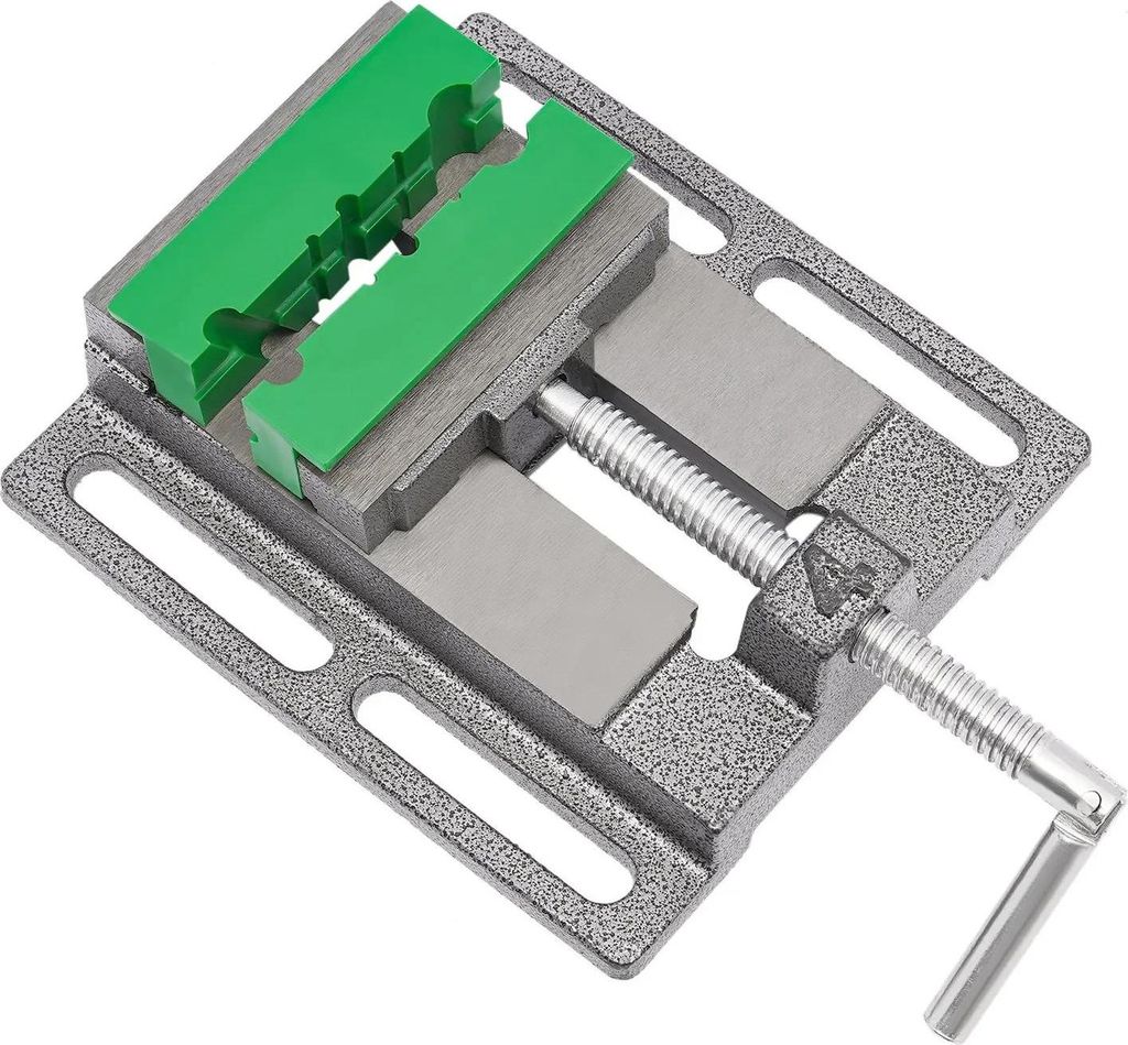 Maschinenschraubstock - Präzisions-Bohr-/Fräs-Schraubstock 100 mm - 360° drehbar - 2 magnetische Schutzbacken - Hellblau