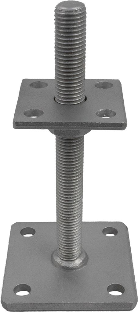 A metal adjustable post support bracket.