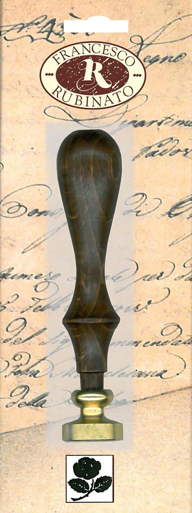 Rubinato Messingsiegel mit Holzgriff Rose Ø 20 mm 9,5 cm, SB-Verpackung