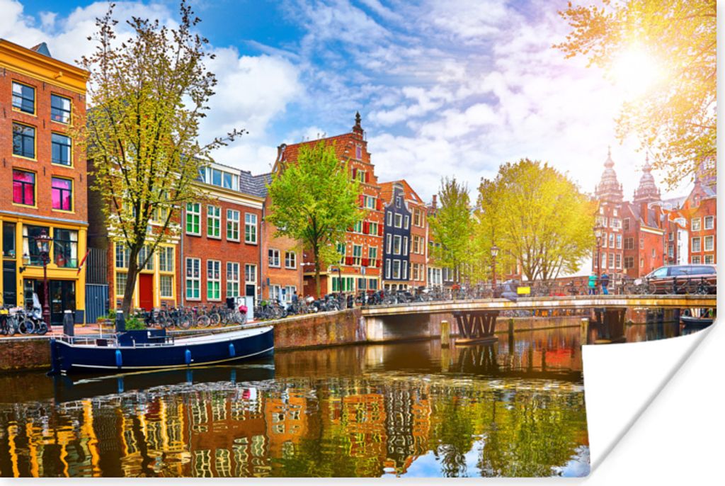MuchoWow Poster Kanal - Amsterdam - Frühling 180x120 cm - Fotoplakat