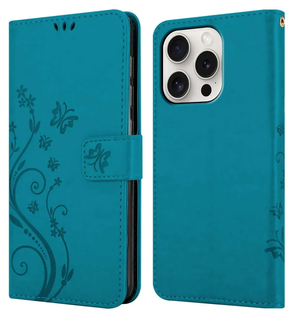 Custodia Libro iPhone 15 Pro Max Blu Floreale - Cadorabo Flip Cover - 7