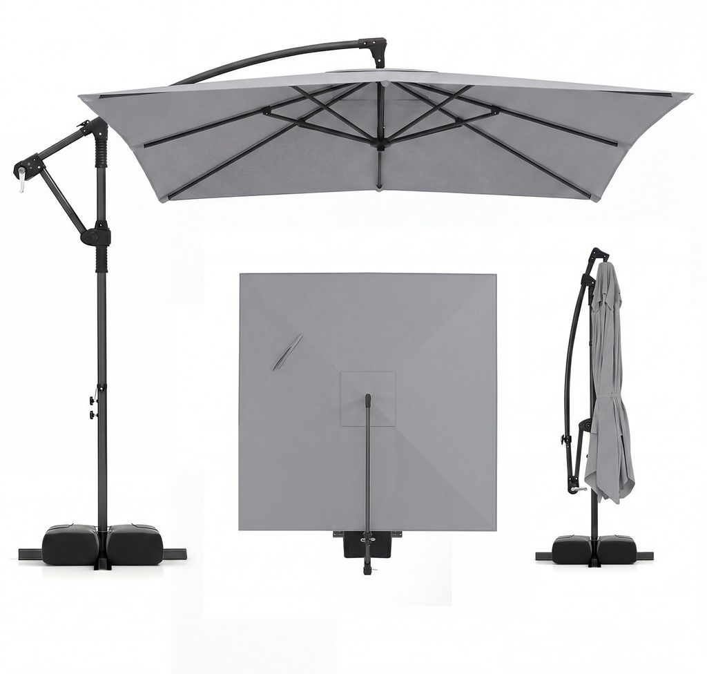 Parasol COSTWAY 250 cm, prostokątny, z podstawą i korbą, Zdjęcie produktu 