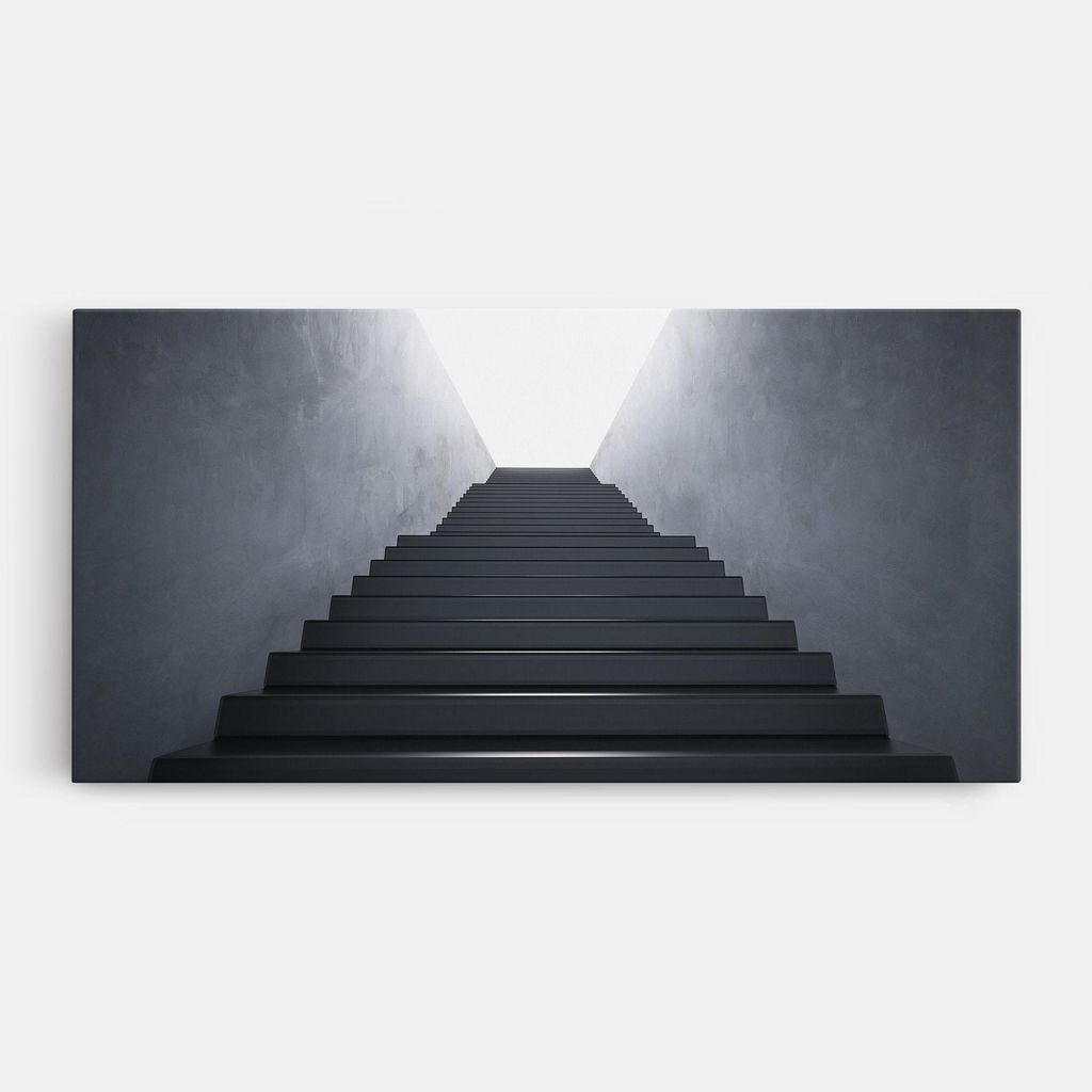 ARTHUB Leinwandbild 60x120 cm, Empty Staircase | Wohnzimmerdekoration, Hängende Bilder, Wanddekoration, Heimdekoration, Abstrakte, Optische Täu...