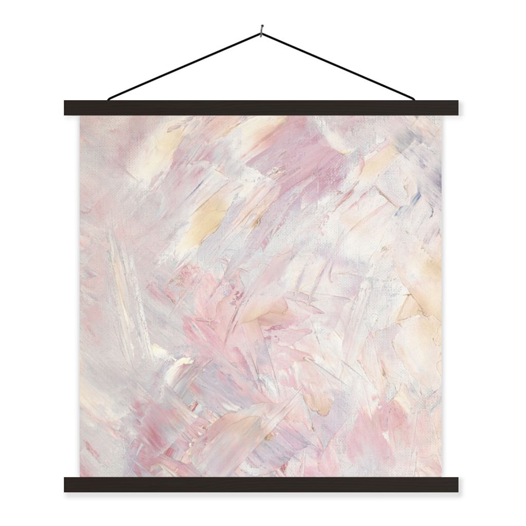 MuchoWow Textilposter Ölgemälde Rosa 90x90 cm mit schwarzem Rahmen - Magnetisches