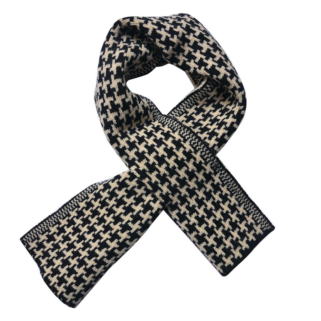 Clayre & Eef Winterschal Damen 15x85 cm Schwarz Weiß Polyester