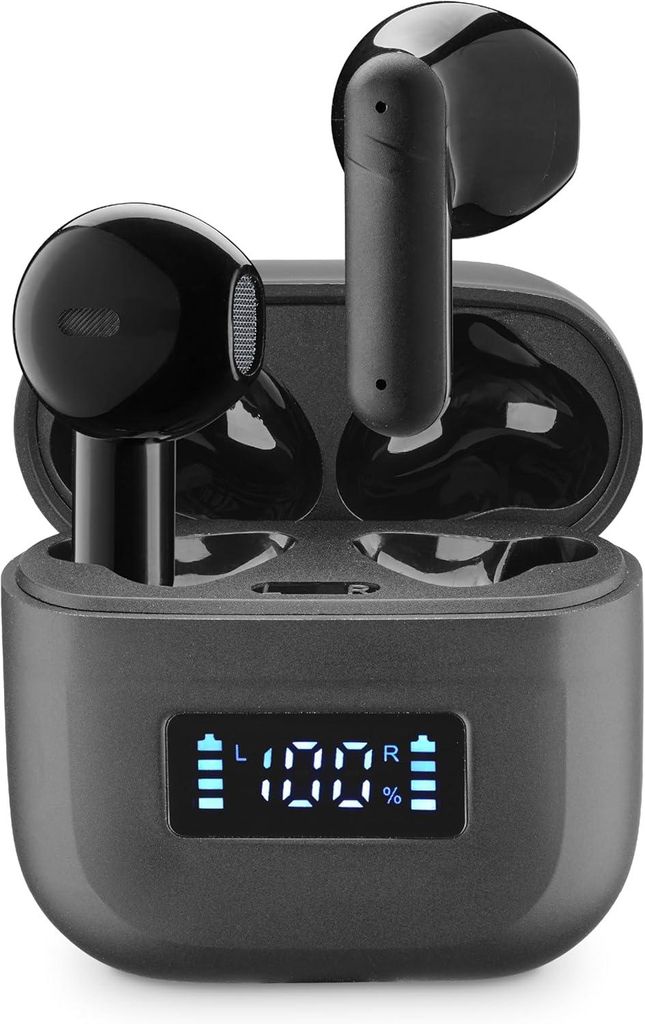 cellularline Tone TWS Bluetooth In-Ear Kopfhörer mit ENC, 4 Mikrofone, LED-Display, 20 Std Wiedergabezeit, Ergonomisches Design, Noise Cancelling