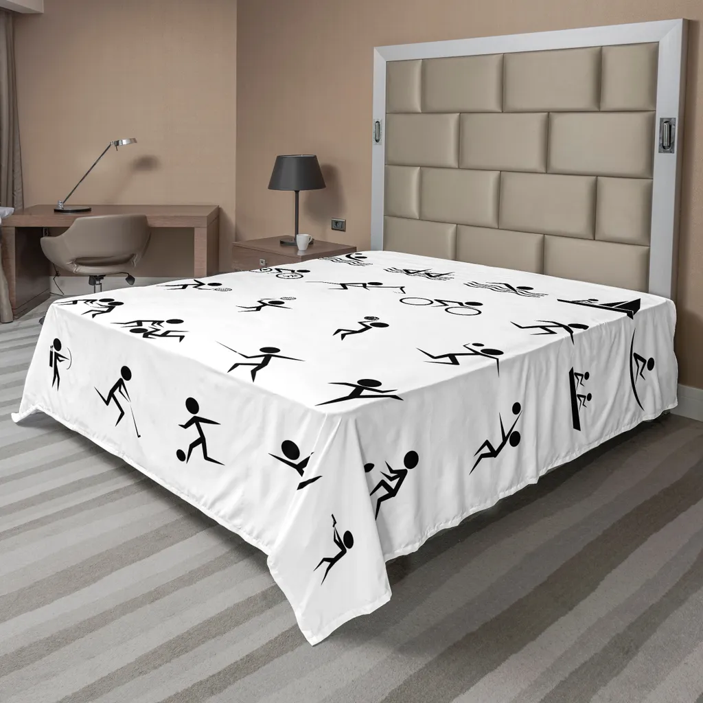 Lenzuolo Decorativo Sportivo ABAKUHAUS 266x260 cm Bianco Nero