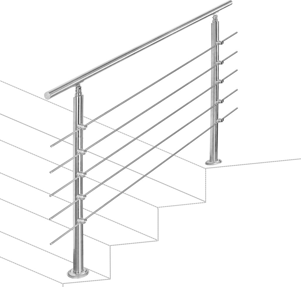 EINFEBEN Edelstahl Handlauf Geländer Treppengeländer 160 cm Produktbild 6