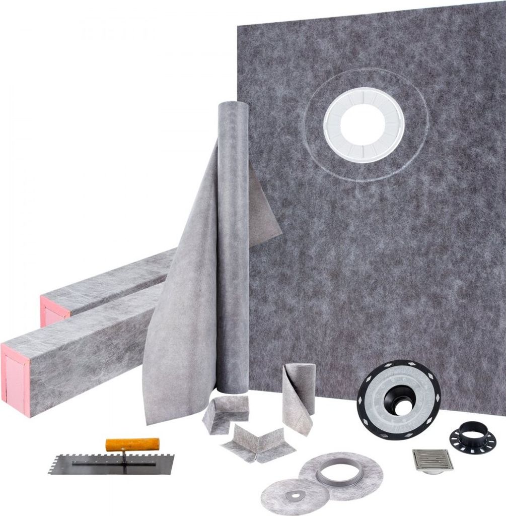 Badezimmerabdichtung Set 965,2x1524mm - Duschabdichtung mit Offset Ablauf - ABS Material - Wasserdicht und langlebig