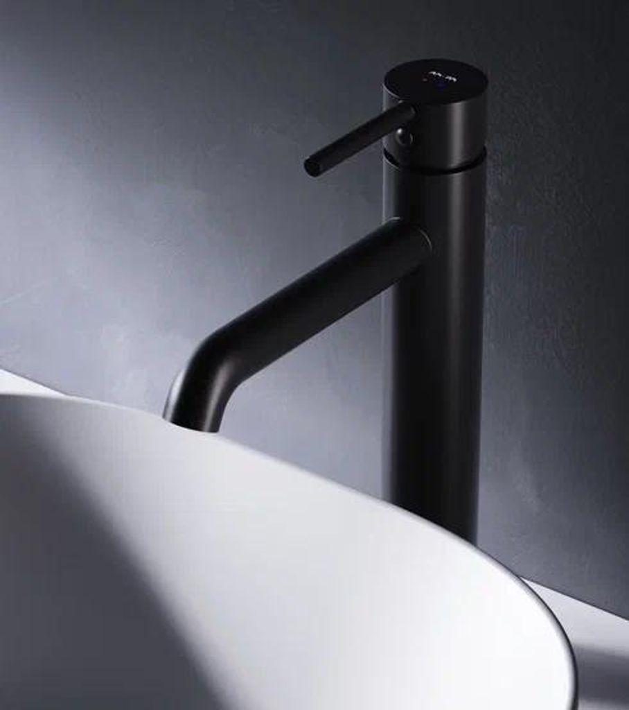 AM.PM Waschtischarmatur Hoch Schwarz Wasserhahn Bad Waschbecken Armatur Einhebelmischer Badarmatur Mischbatterie für Badezimmer Aufsatzwaschbecken