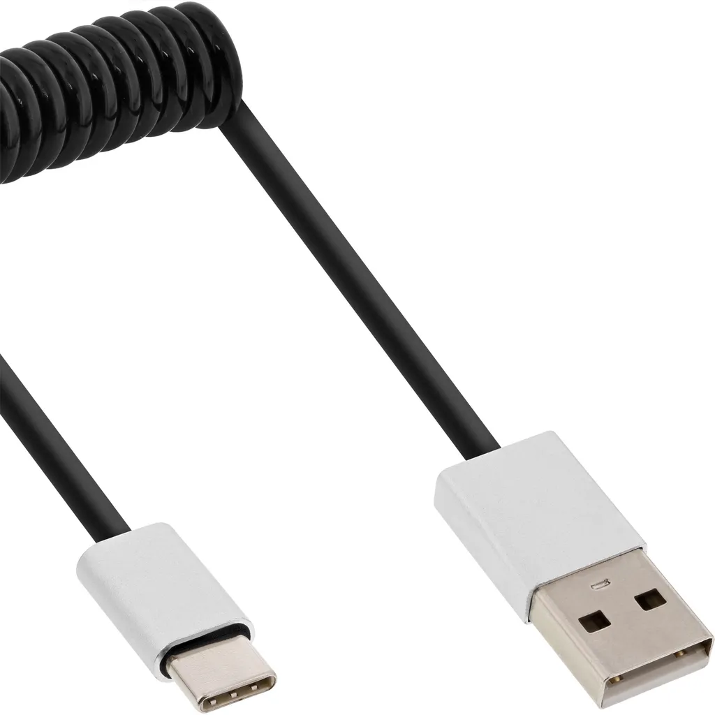 InLine 35871 Cavo Spirale USB 2.0 Type-C a A | 1m Nero Alluminio Offerta