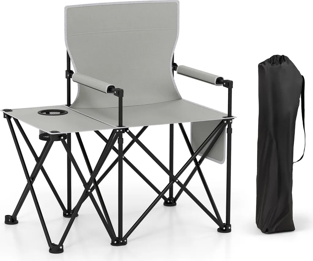 Fauteuil de camping pliant avec tablette latérale et accoudoirs confort