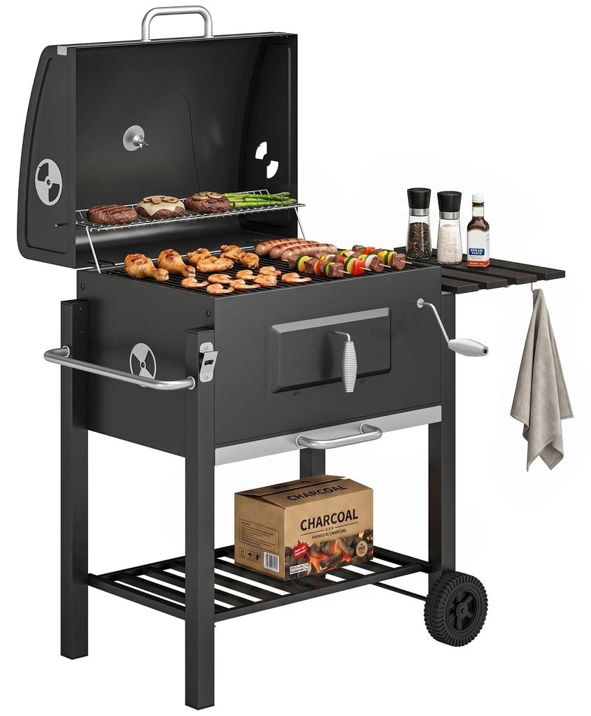 Outsunny Holzkohlegrill Grillwagen Grill BBQ Holzkohle Produktbild 