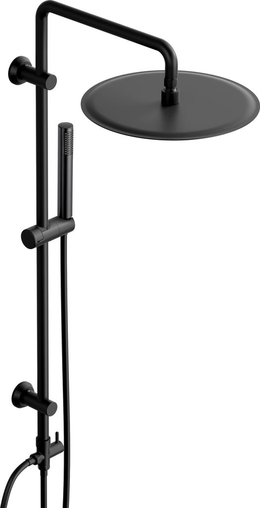 JOHO Regendusche Duschsystem ohne Armatur, Edelstahl Duschset mit 92cm Duschstange, XXL Überkopfbrause Rund D30cm Schwarz