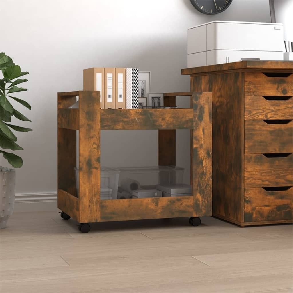 "im Angebot" Bürowagen Räuchereiche 60x45x60 cm Holzwerkstoff - Servierwagen CC21381