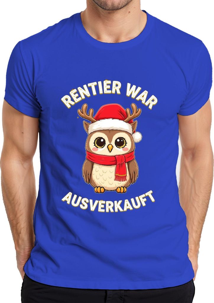 Rentier war t Eule Weihnachten niedlich Geschenk lustig Herren T-Shirt, Blau, XXL