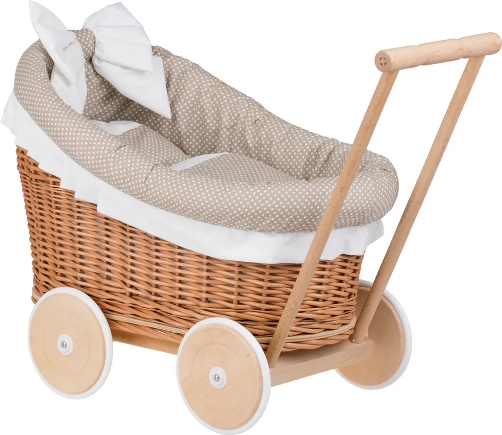 Landau pour poupée en osier Luna beige - Jouet d'imitation traditionnel