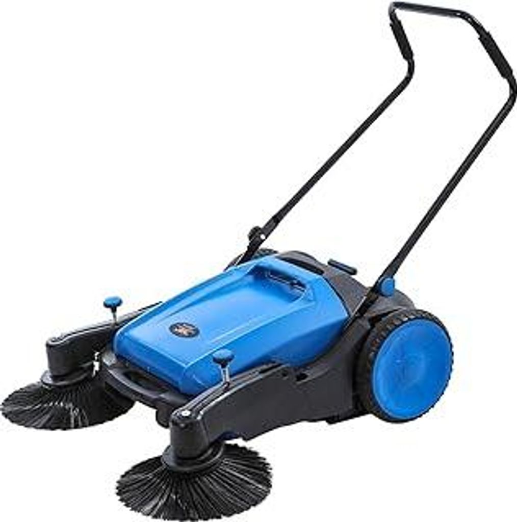 KATSU Tools Manuelle Kehrmaschine, 2 Seitenbürsten, 55L Abfallbehälter, Kehrbreite 1050mm, Faltbarer Griff, Für Innen- und Außenbereiche 335140