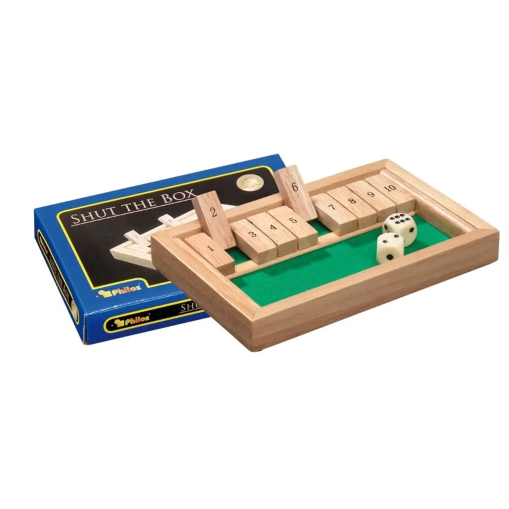 Jeu de Shut The Box mini en bois naturel - Version classique 9 clapets