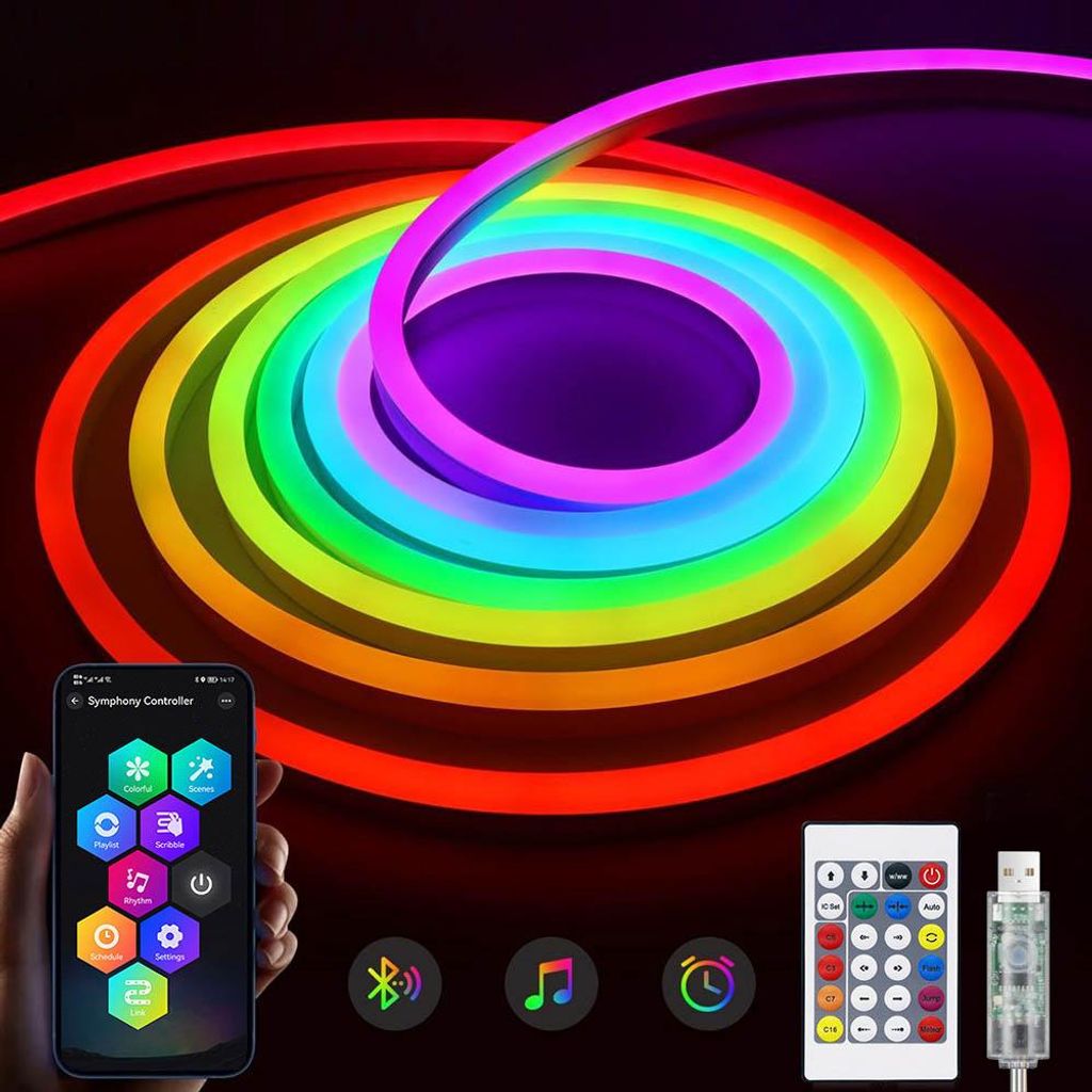 Tiras LED RGB, tubo de luz neón, regulables, con modo Imagen del producto 