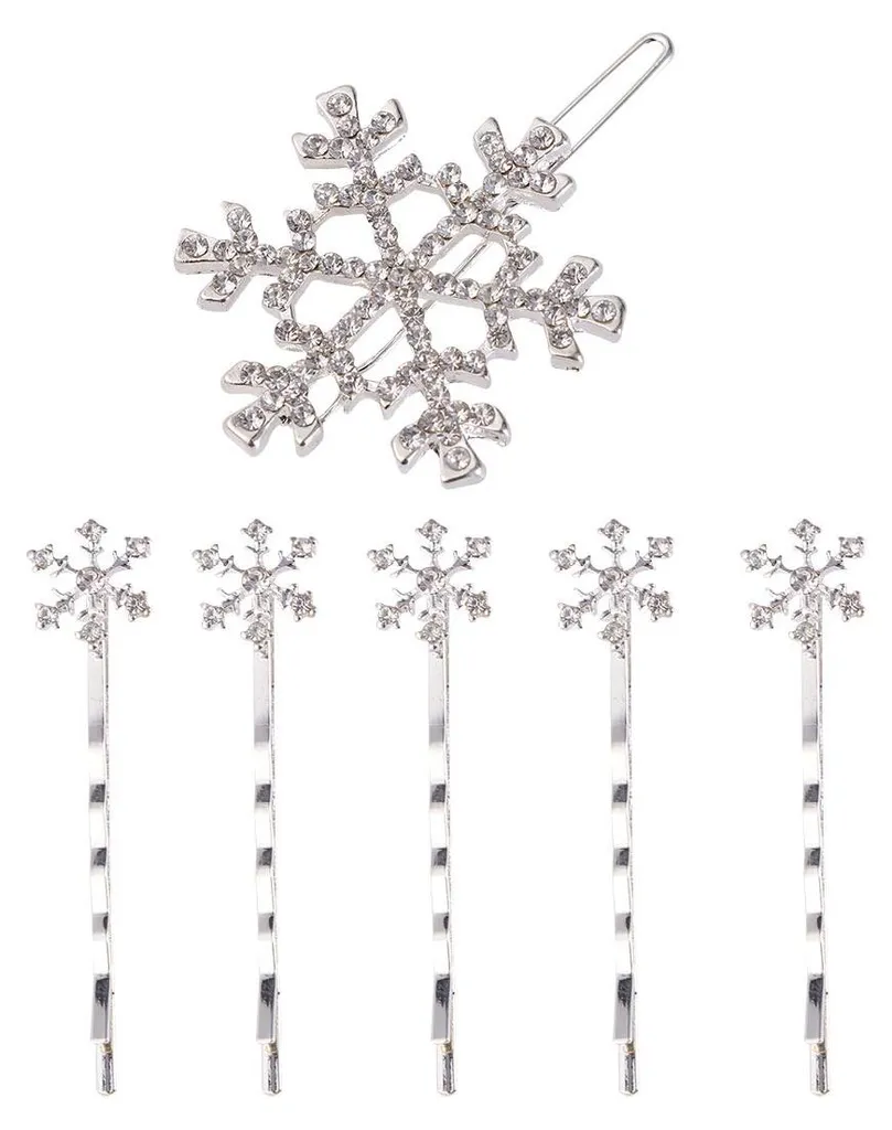 Coiffure de Réveillon : 6 Pinces à Cheveux Flocons de Neige et Strass