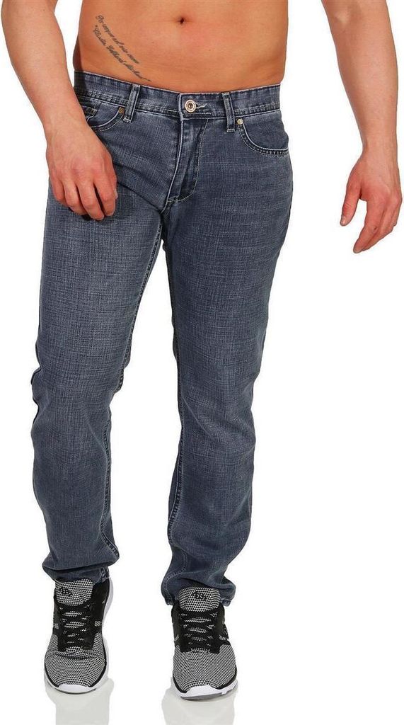 Herren Jeans Denim Hose Röhrenjeans Slim Fit ; Grau 38