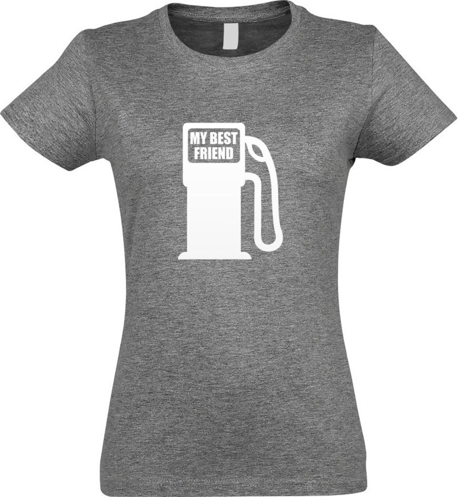 Kiwistar - T-Shirt tailliert - Damen - Graumeliert - My Best Friend - mit Motiv Bedruckt - Funshirt Design - Sport - Freizeit - Damen - M