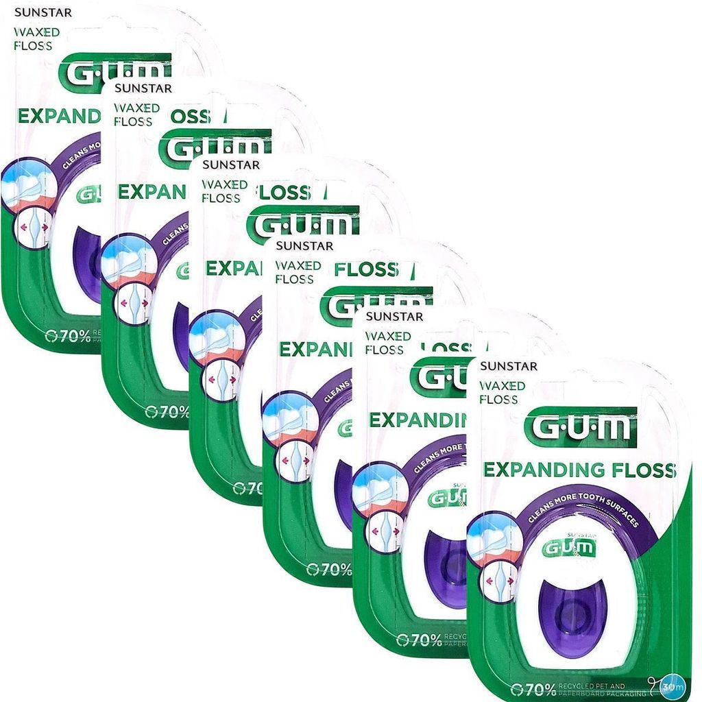 6x GUM Expanding Floss Zahnseide 6x 30 m