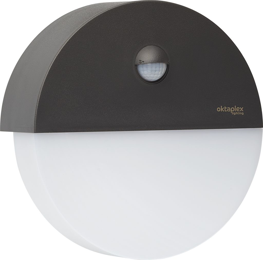 Oktaplex Außenwandleuchte mit Bewegungsmelder 3000K warmweiß 10W Außenlampe IP54 230V anthrazit