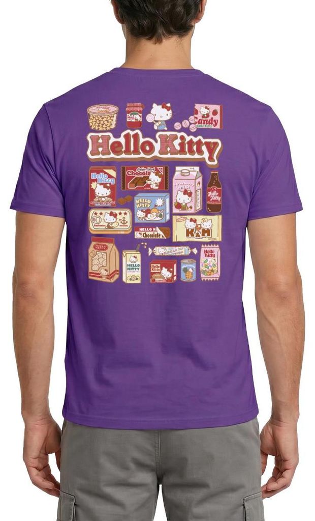 Spreadshirt Hello Kitty Snack Collage Männer T-Shirt, XXL, Lila