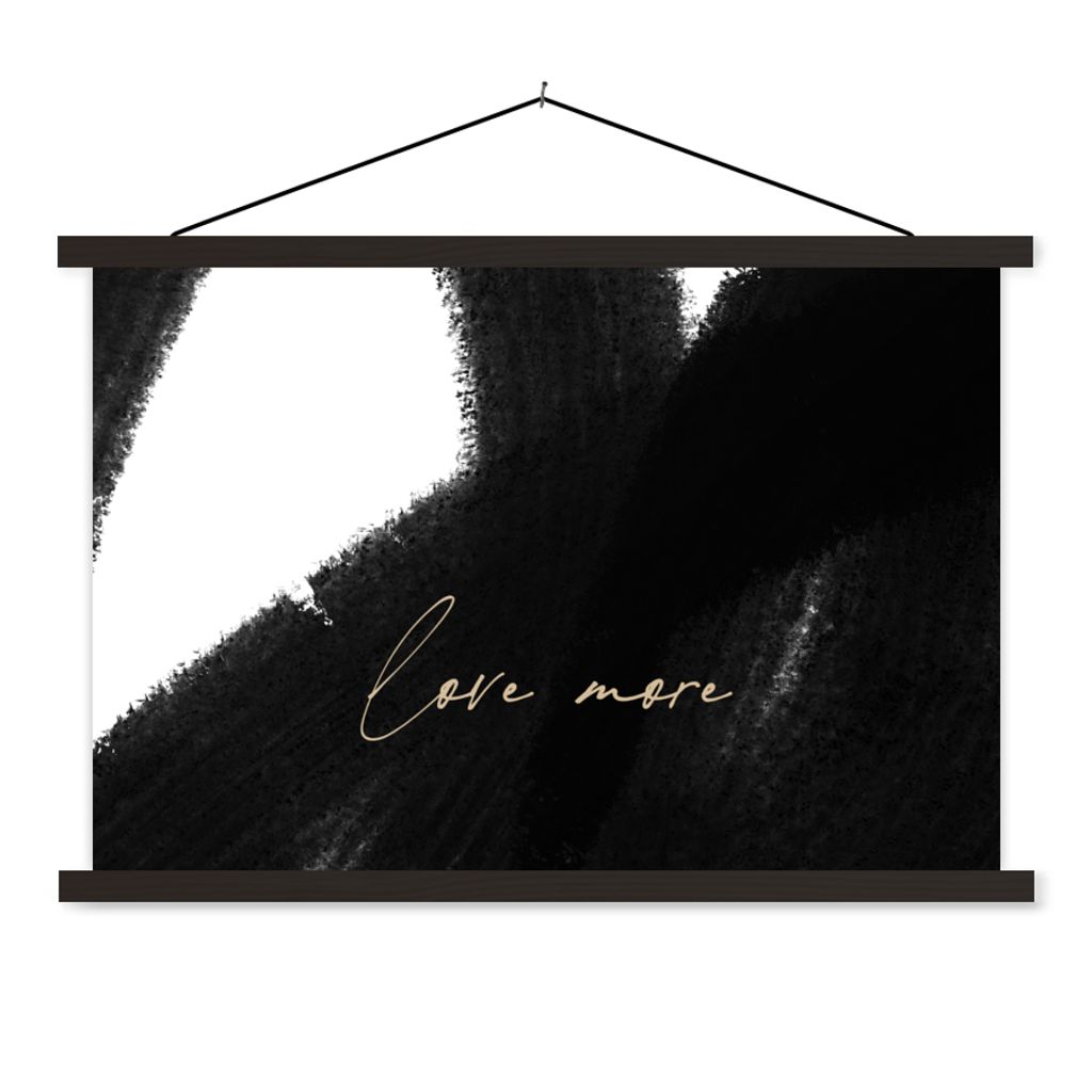 MuchoWow Textilposter Text - Abstrakt - Liebe mehr - Zitate 90x60 cm mit schwarzem Rahmen - Aufhängungssatz