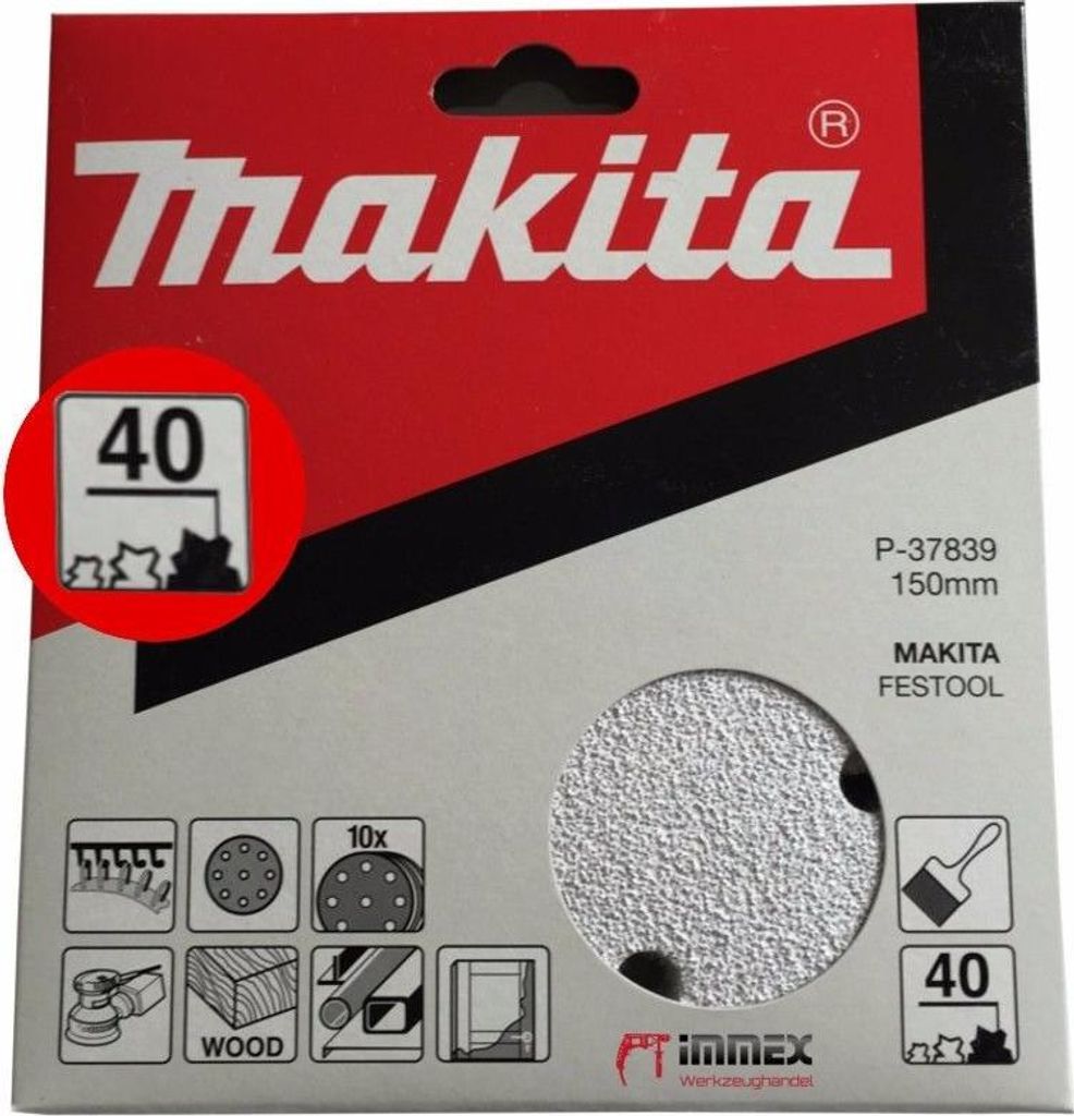 Makita Exzenterschleifer Schleifpapier 150mm P40 P-37839 Produktbild 