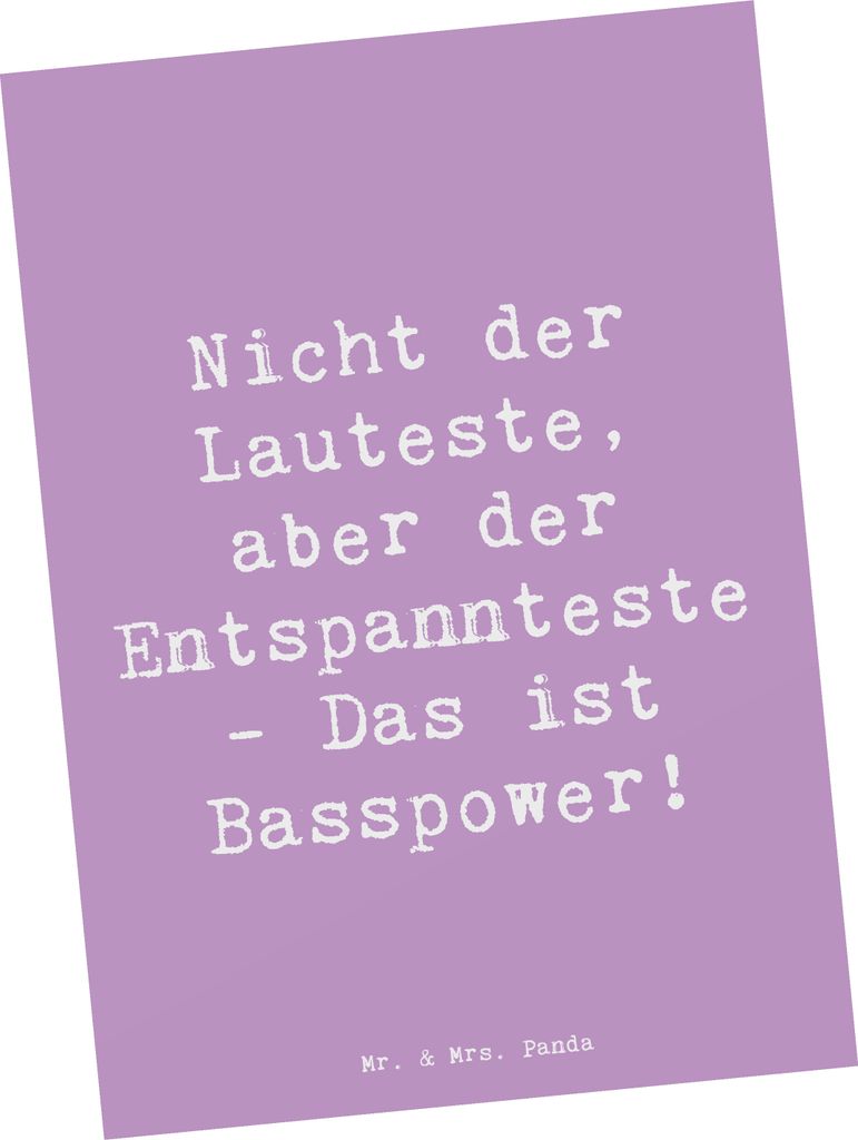Mr. & Mrs. Panda Postkarte Spruch Bassgitarre Entspannt - Lavendeltraum - Geschenk, Grußkarte, Musik, Ansichtskarte, spruchkarte, Ansichtskarten, ...