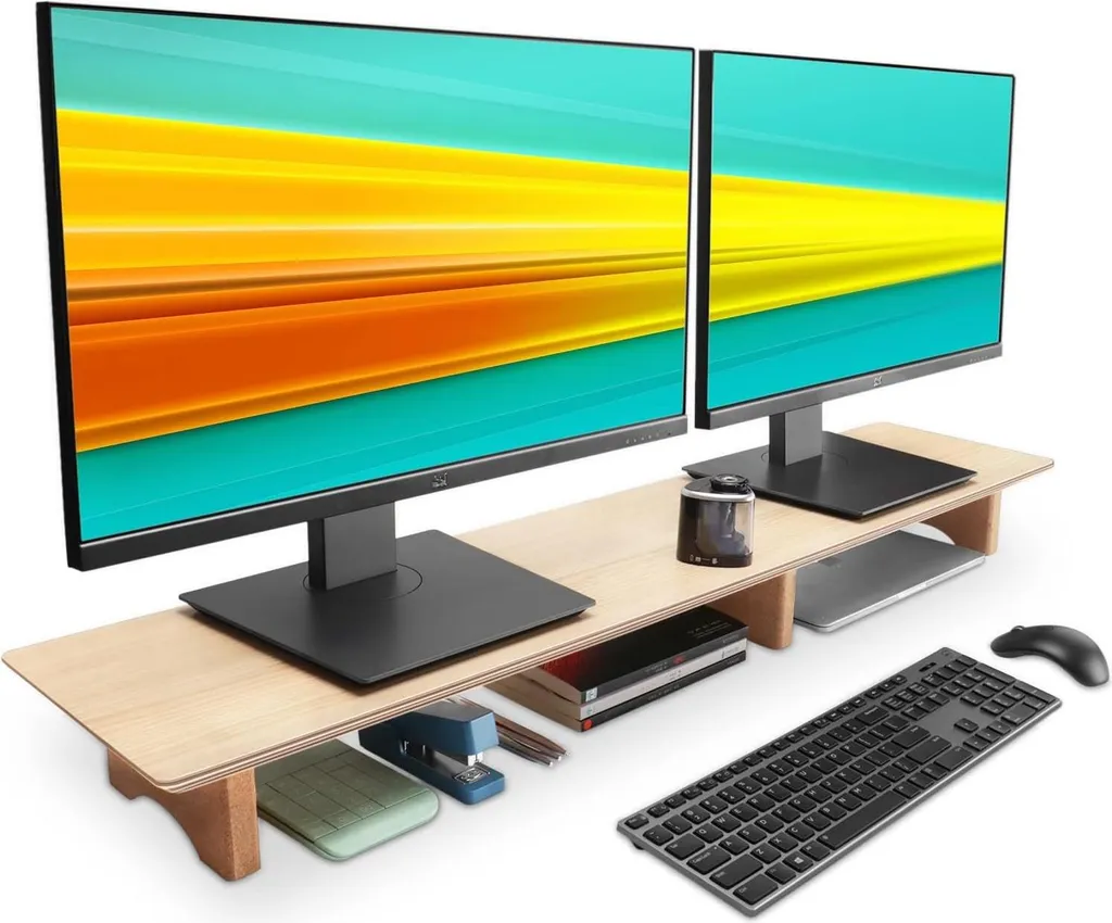 Support ordinateur pour bureau et maison - Station bois ergonomique PC
