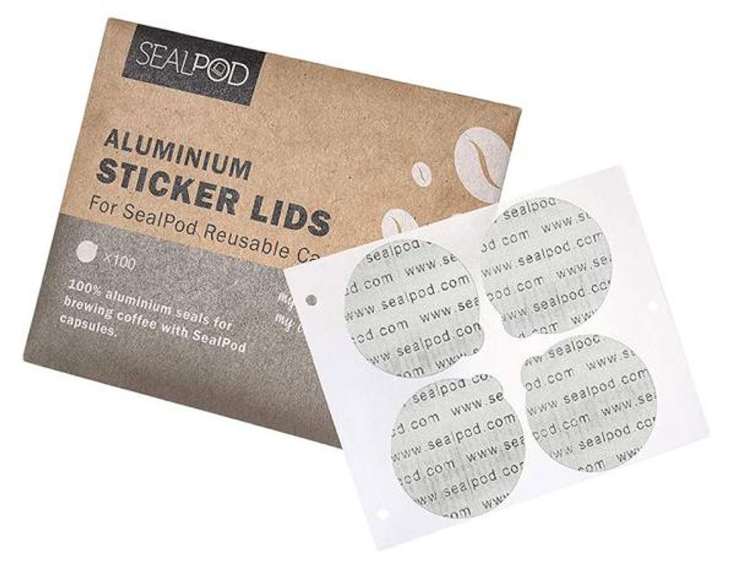 Aluminium-Aufkleber Deckel für wiederverwendbare Kapseln Sealpod Nespresso, 100 Stk.