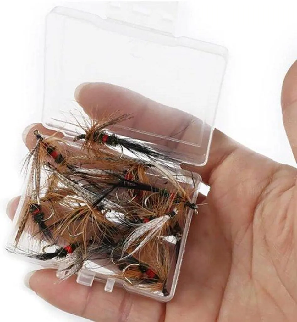 Lot de 20 leurres de pêche à la mouche et boîte étanche pour streamers