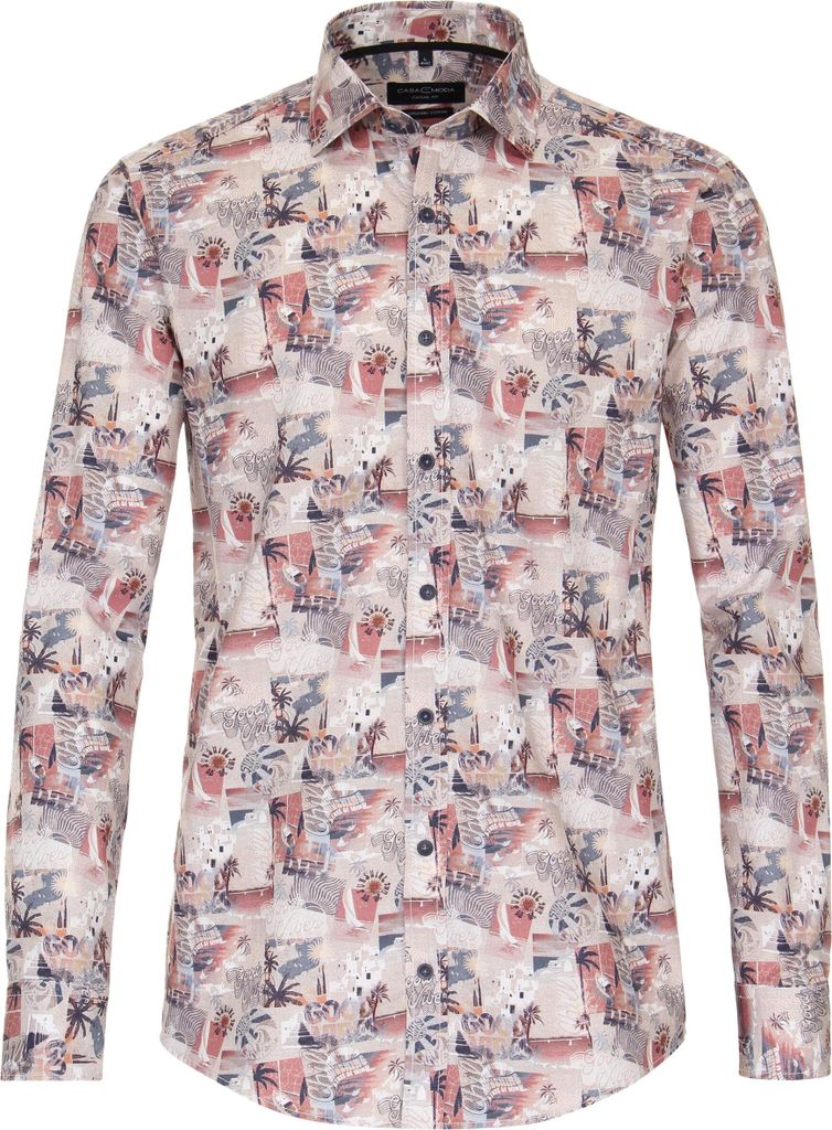 CASAMODA Herren Freizeithemd Langarm Kent Casual-Fit Rot gemustert 4XL