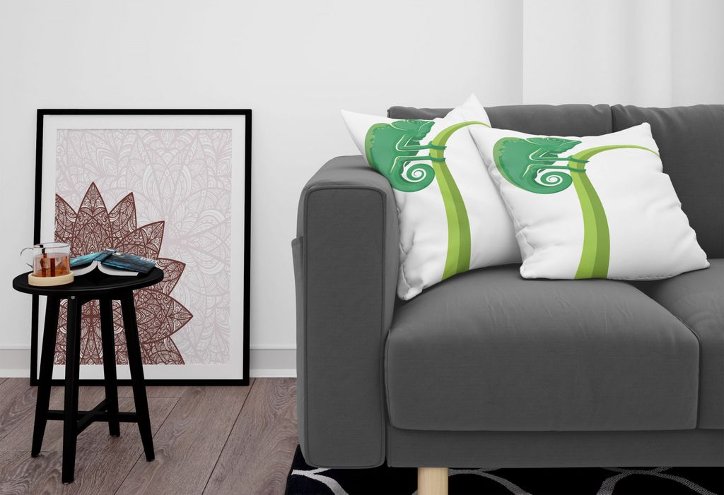 ABAKUHAUS Reptil Kissenbezug Set (2Stück), Exotische Mürrische Eidechse, Die Auf Gras Mit Kraushaar Dschungel Tarnung Hält Bild, 60x60cm, Grün ...