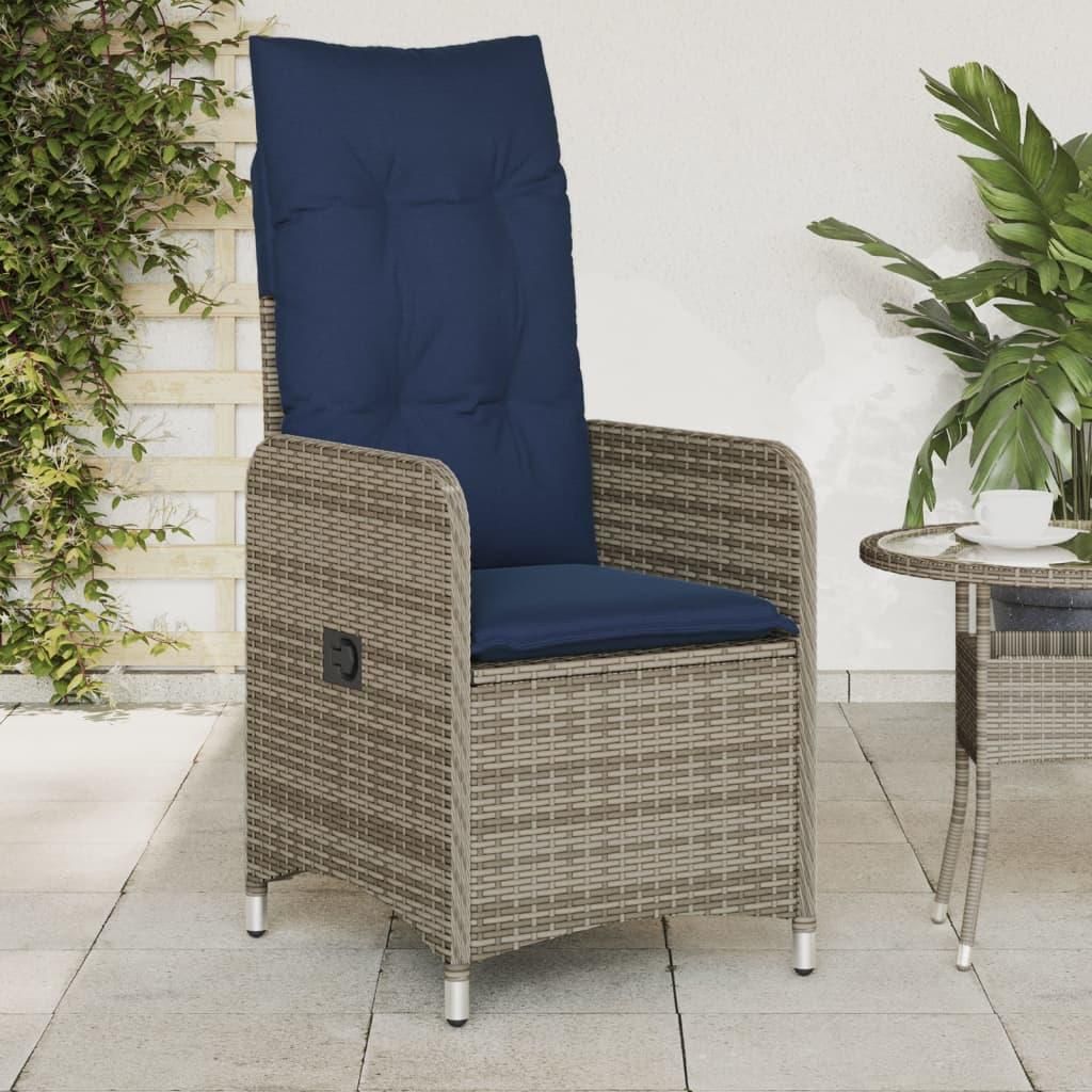 Möbel Gartenstühle Verstellbar 2 Stk. mit Kissen Grau Poly Rattan - Gartenstühle 365689