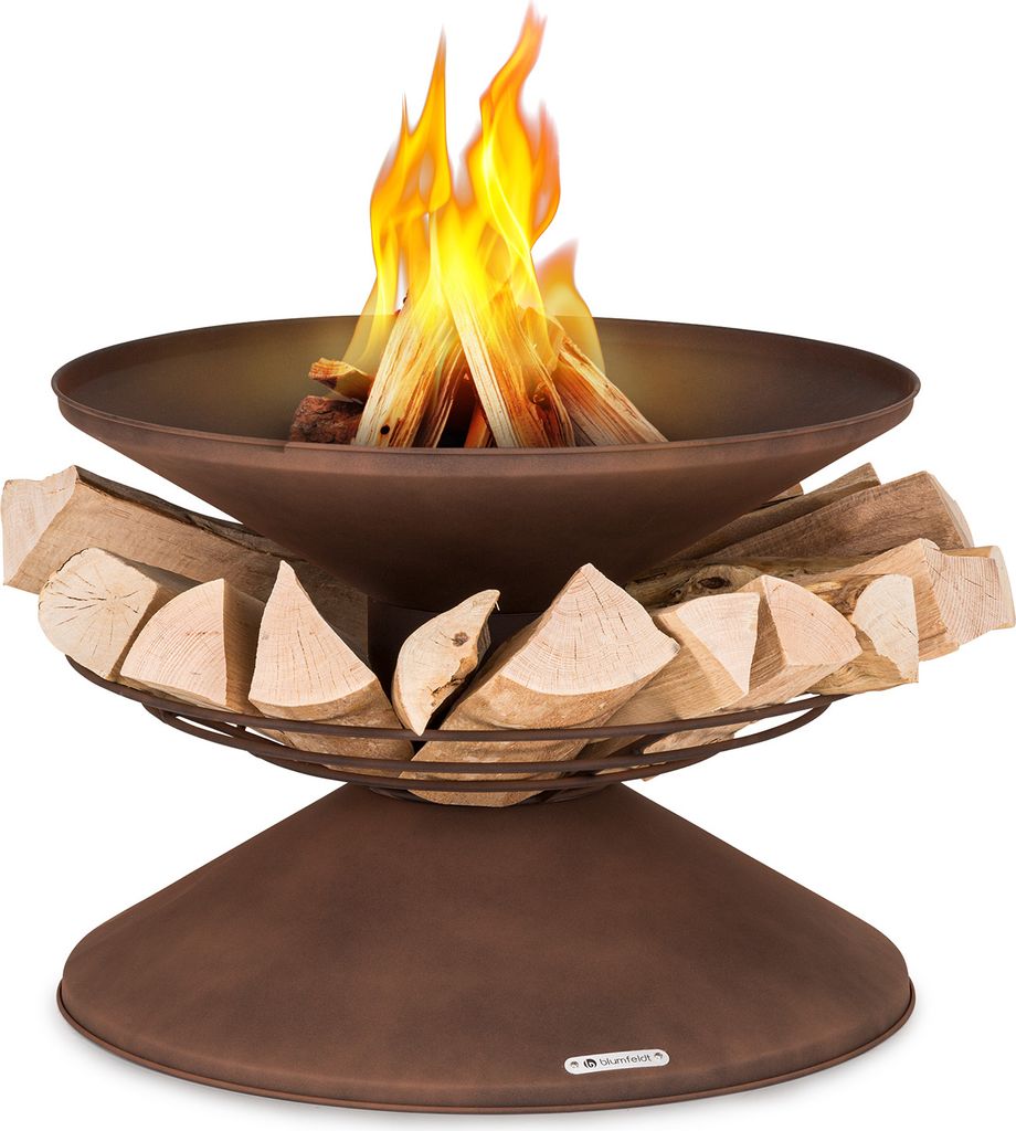 Blumfeldt Feuerschale, Wetterfeste Feuerschale mit Grillrost & Funkenschutz, Stahl-Feuerschalen Klein, Feuerstelle mit Grill für Terrasse & Garten...