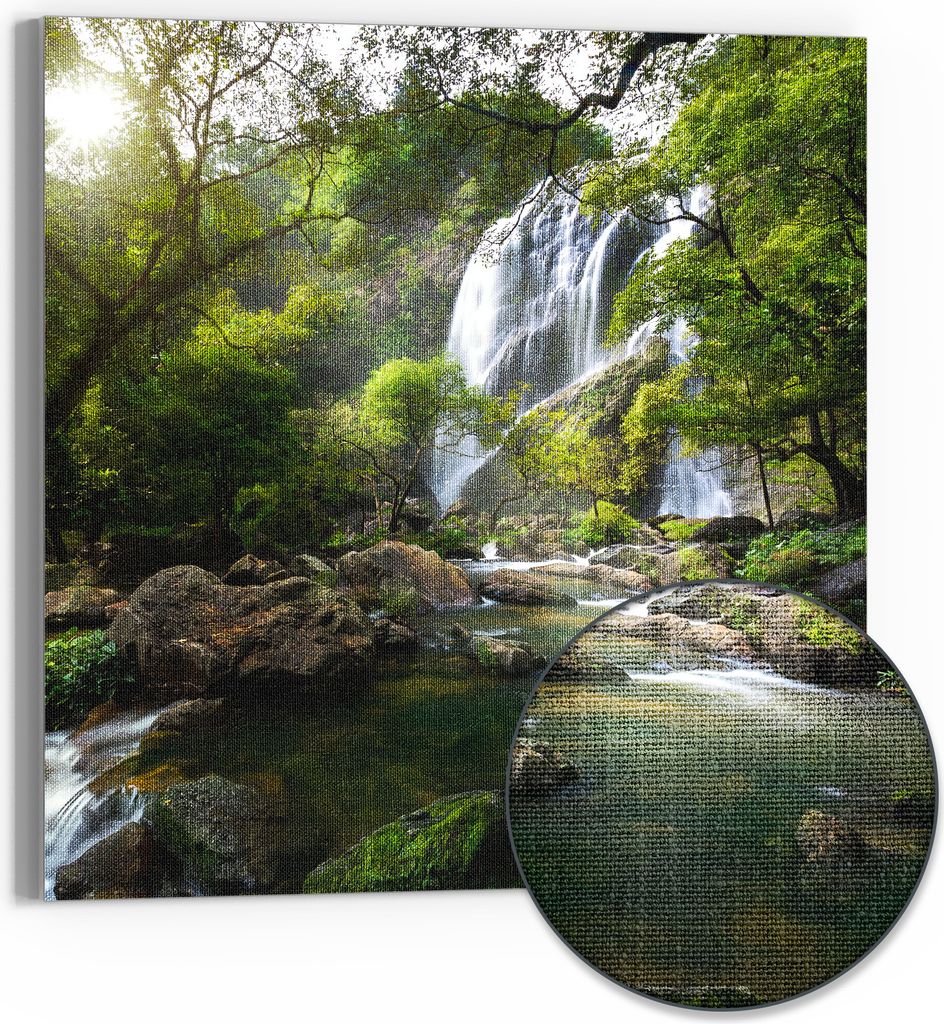 DEQORI Hybrid Leinwand Bild 30x30 cm 'Verborgenes Wasserwunder' Wandbild Glas flach modern