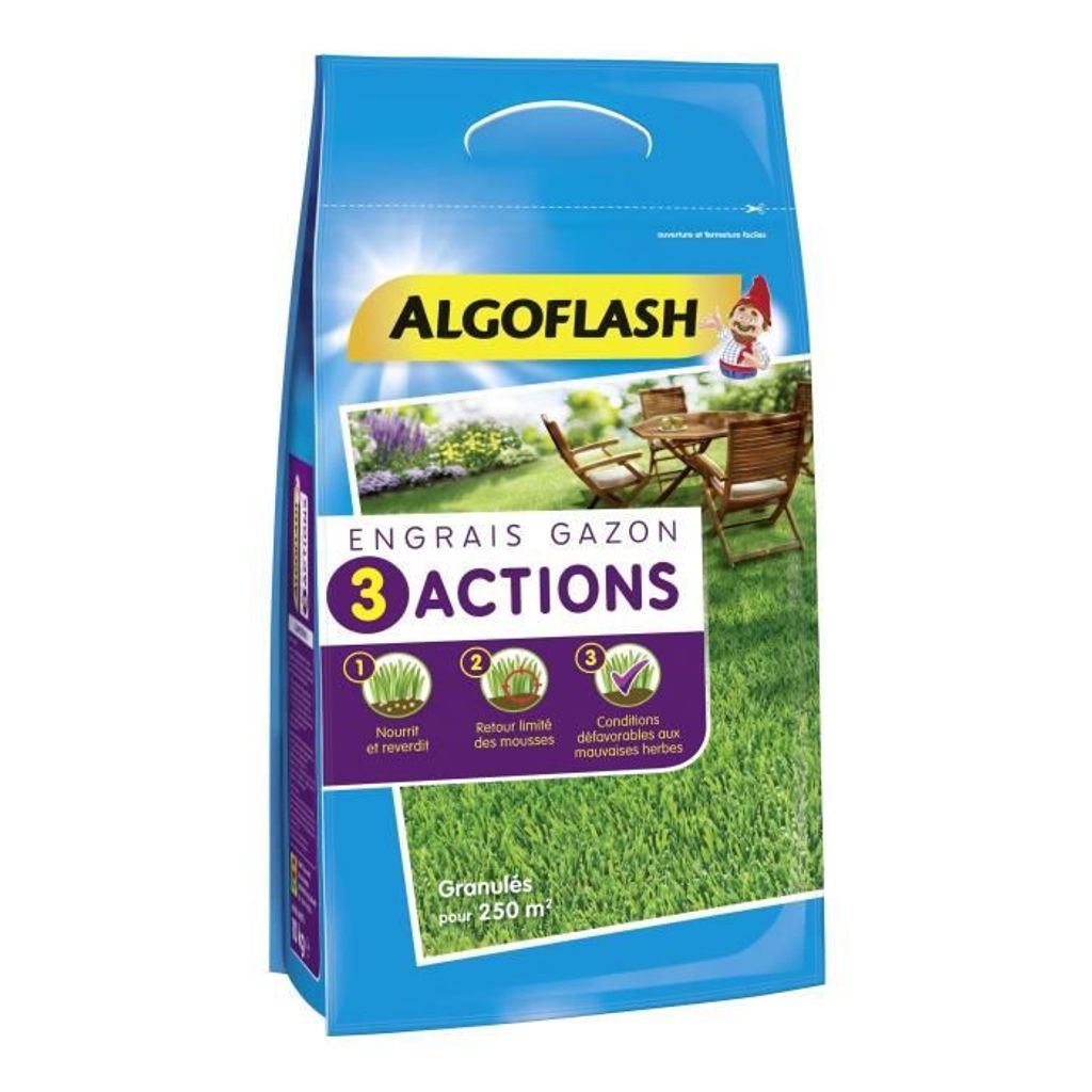 ALGOFLASH Rasendünger 3 Aktionen - 10 kg