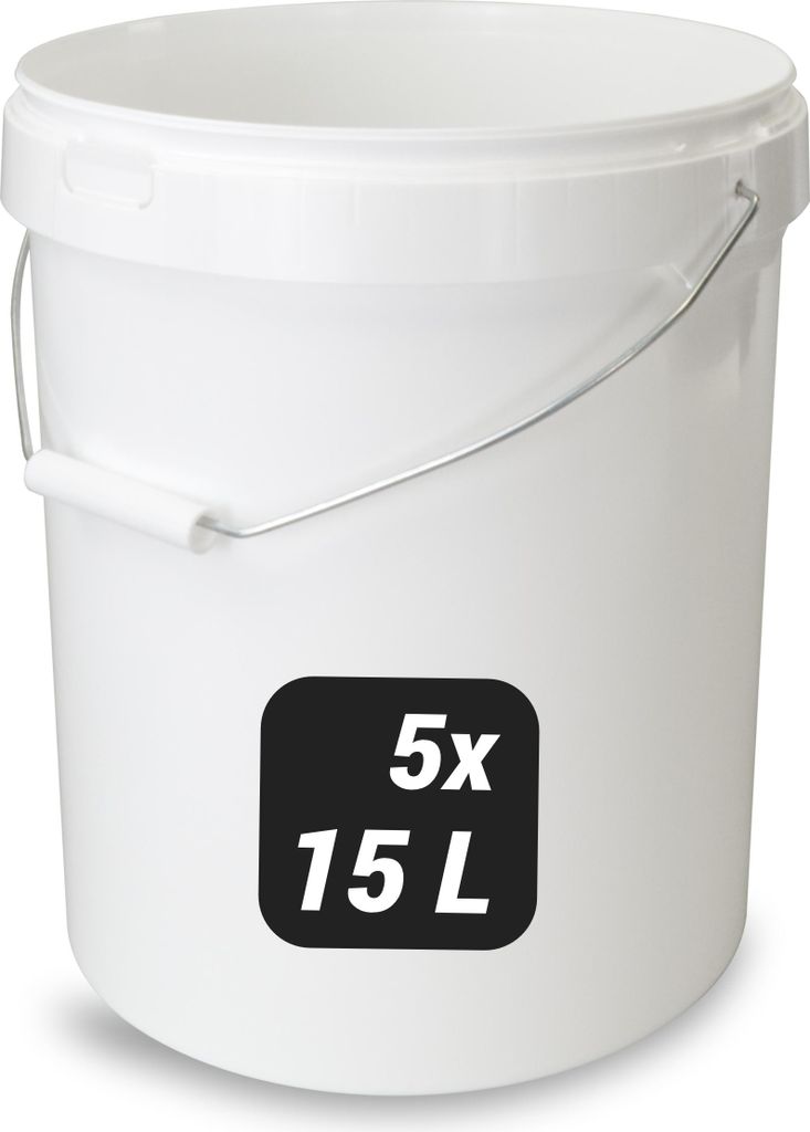 5x 15 Liter Eimer mit Deckel und Metallgriff, Produktbild 