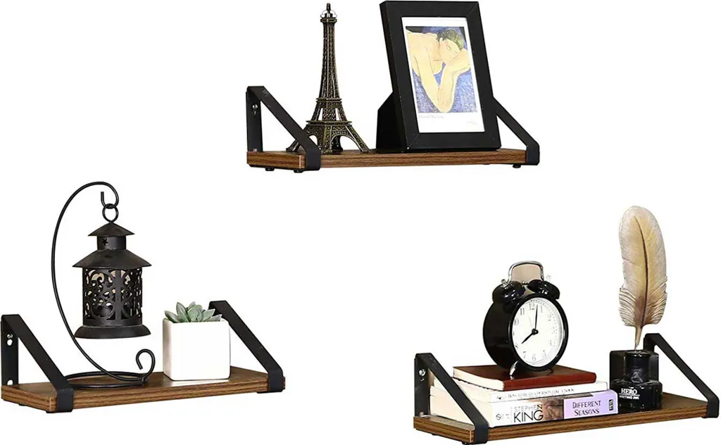 Set di 3 mensole da parete Sheldon - marrone rustico