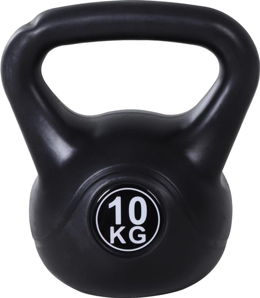 Kettlebell Kugelhantel 10 kg Gewicht-Hantel mit Sand befüllt für Anfänger Schwarz, 25 cm, 10 kg