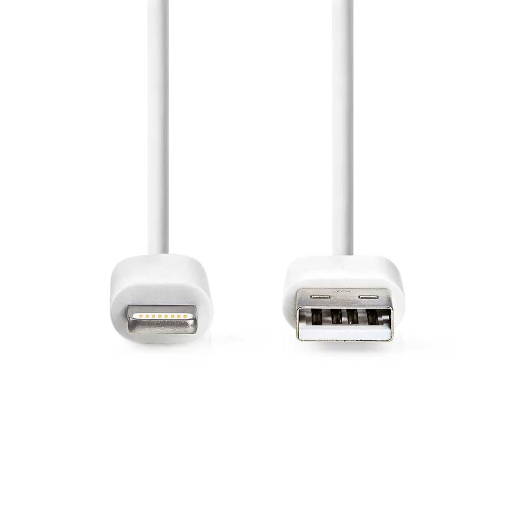 Câble de Charge Lightning vers USB-A Nedis 3 Mètres de Long en Blanc